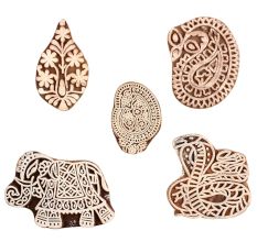 Set of 5 Piece New Mix Wooden Printing Block