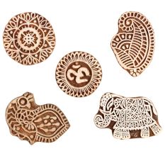 Set of 5 Piece New Mix Wooden Printing Block