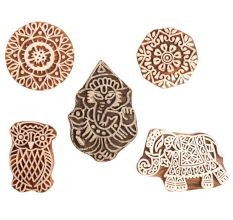 Set of 5 Piece New Mix Wooden Printing Block