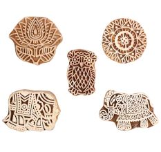 Set of 5 Piece New Mix Wooden Printing Block
