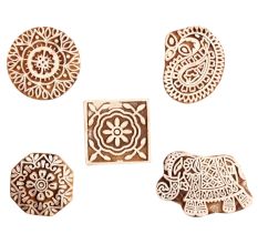 Set of 5 Piece New Mix Wooden Printing Block
