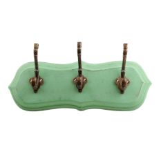 Green Antique Small Wall Wooden Iron Hooks