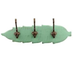 Green Antique Small Wall Wooden Iron Hooks