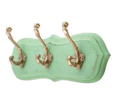 Green Golden Small Wall Wooden Iron Hooks
