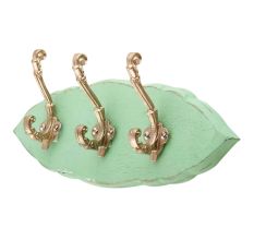 Green Golden Small Wall Wooden Iron Hooks