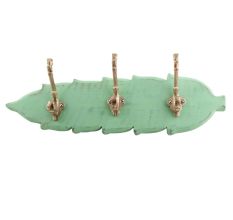 Green Golden Small Wall Wooden Iron Hooks