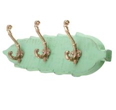 Green Golden Small Wall Wooden Iron Hooks