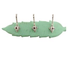 Green Silver Small Wall Wooden Iron Hooks