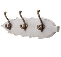 Grey Antique Small Wall Wooden Iron Hooks