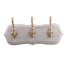 Grey Golden Small Wall Wooden Iron Hooks