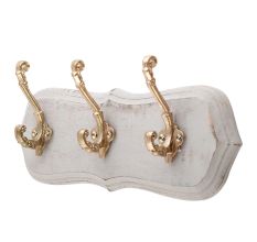 Grey Golden Small Wall Wooden Iron Hooks