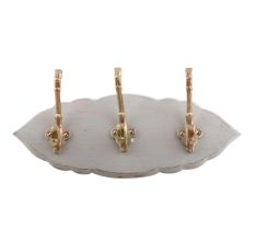 Grey Golden Small Wall Wooden Iron Hooks