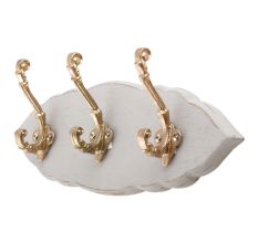Grey Golden Small Wall Wooden Iron Hooks