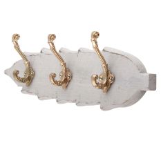 Grey Golden Small Wall Wooden Iron Hooks