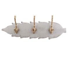 Grey Golden Small Wall Wooden Iron Hooks