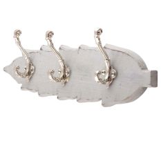 Grey Silver Small Wall Wooden Iron Hooks