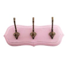 Pink Antique Small Wall Wooden Iron Hooks