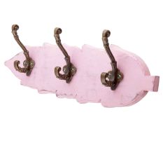 Pink Antique Small Wall Wooden Iron Hooks