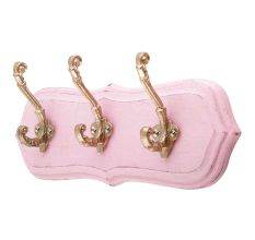 Pink Golden Small Wall Wooden Iron Hooks