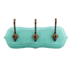 Sea Green Antique Small Wall Wooden Iron Hooks