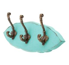 Sea Green Antique Small Wall Wooden Iron Hooks