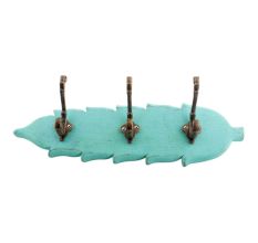 Sea Green Antique Small Wall Wooden Iron Hooks