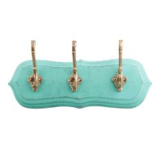 Sea Green Golden Small Wall Wooden Iron Hooks