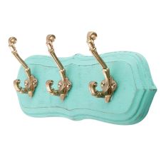 Sea Green Golden Small Wall Wooden Iron Hooks
