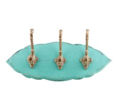 Sea Green Golden Small Wall Wooden Iron Hooks