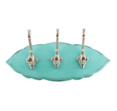 Sea Green Silver Small Wall Wooden Iron Hooks