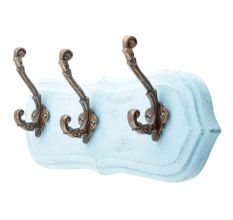 Turquoise Antique Small Wall Wooden Iron Hooks