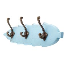 Turquoise Antique Small Wall Wooden Iron Hooks