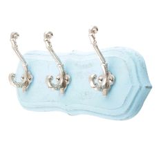 Turquoise Silver Small Wall Wooden Iron Hooks