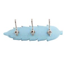 Turquoise Silver Small Wall Wooden Iron Hooks