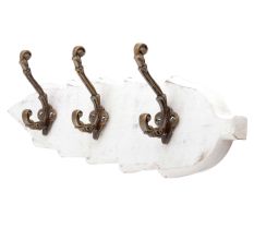 White Antique Small Wall Wooden Iron Hooks