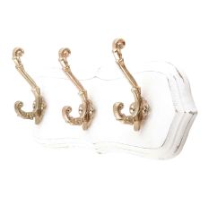 White Golden Small Wall Wooden Iron Hooks