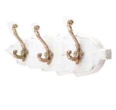 White Golden Small Wall Wooden Iron Hooks