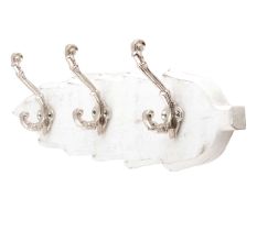 White Silver Small Wall Wooden Iron Hooks