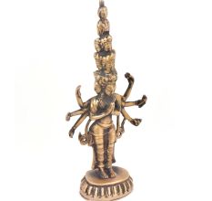 Brass 11-Head Avalokiteshvara 8 Arms Seated On A Double-Lotus Base