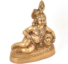 Brass Sitting Makhan Eating Krishna Idol