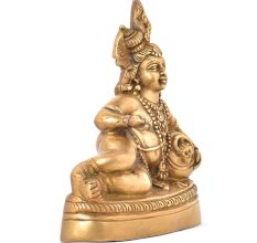 Brass Sitting Makhan Eating Krishna Idol