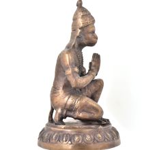 Brass Kneeling Hanuman Statue