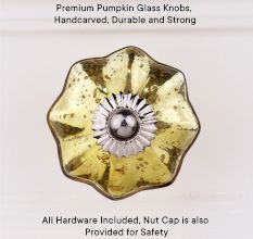 Antique Golden Murcary Glass Melon Cabinet Knob