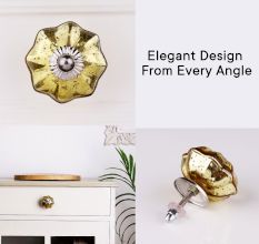 Antique Golden Murcary Glass Melon Cabinet Knob