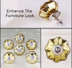 Antique Golden Murcary Glass Melon Cabinet Knob