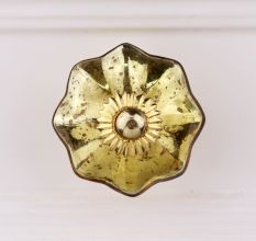 Antique Golden Murcary Glass Melon Cabinet Knob