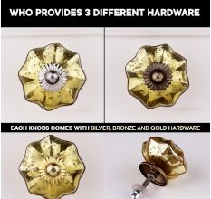 Antique Golden Murcary Glass Melon Cabinet Knob