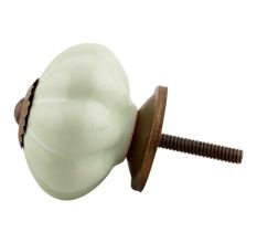 Light Green With White Line Ceramic Melon Dresser Knob