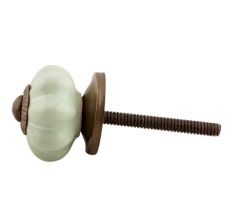 Light Green With Silver Line Small Ceramic Melon Cabinet Knob