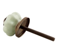 Light Green With Silver Line Small Ceramic Melon Cabinet Knob